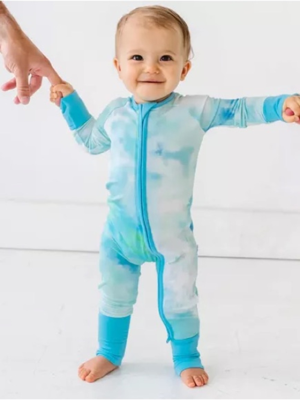 Little Sleepies The Zippy Tidepool Watercolor Turquoise Blue Tie-Dye Size 0-3 M